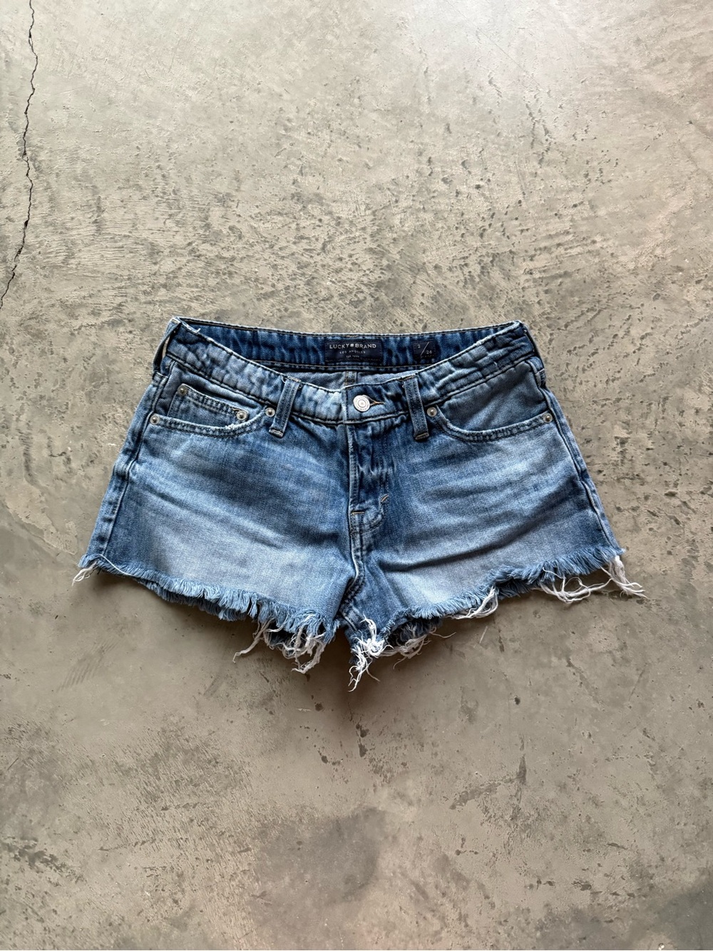 Lucky Brand Frayed Hem Denim Shorts - Light Blue